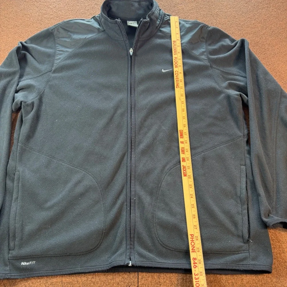 Nike FIT Therma Mens XXL Black Fleece Full Zip Jacket Mock Neck Shoulder Overlay